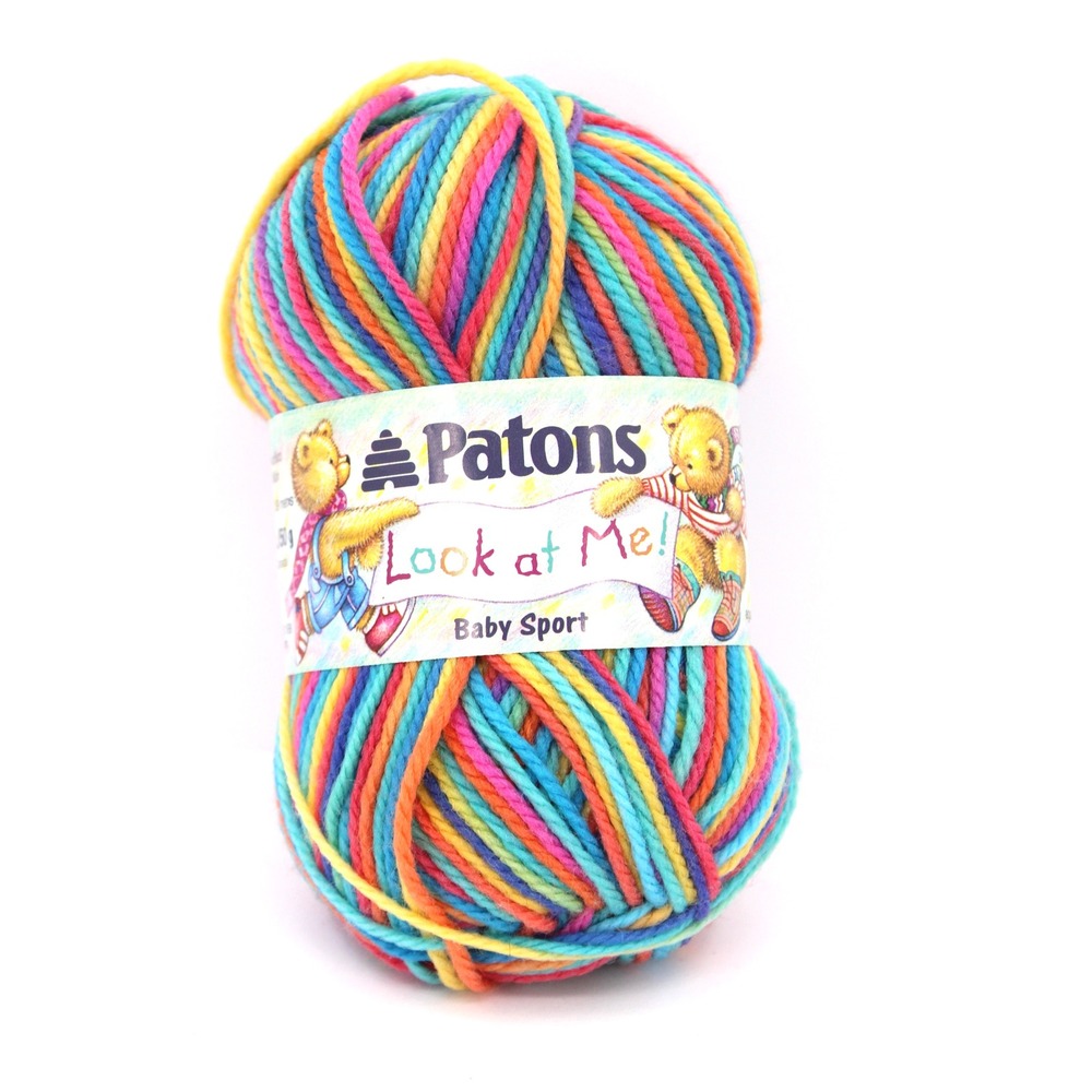 Patons Look at Me! Baby Sport Yarn Rainbow Variegated 152 yards